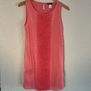 J. Crew Coral Garden Lace Sleeveless Shift Dress Summer Vacation Cottage Preppy